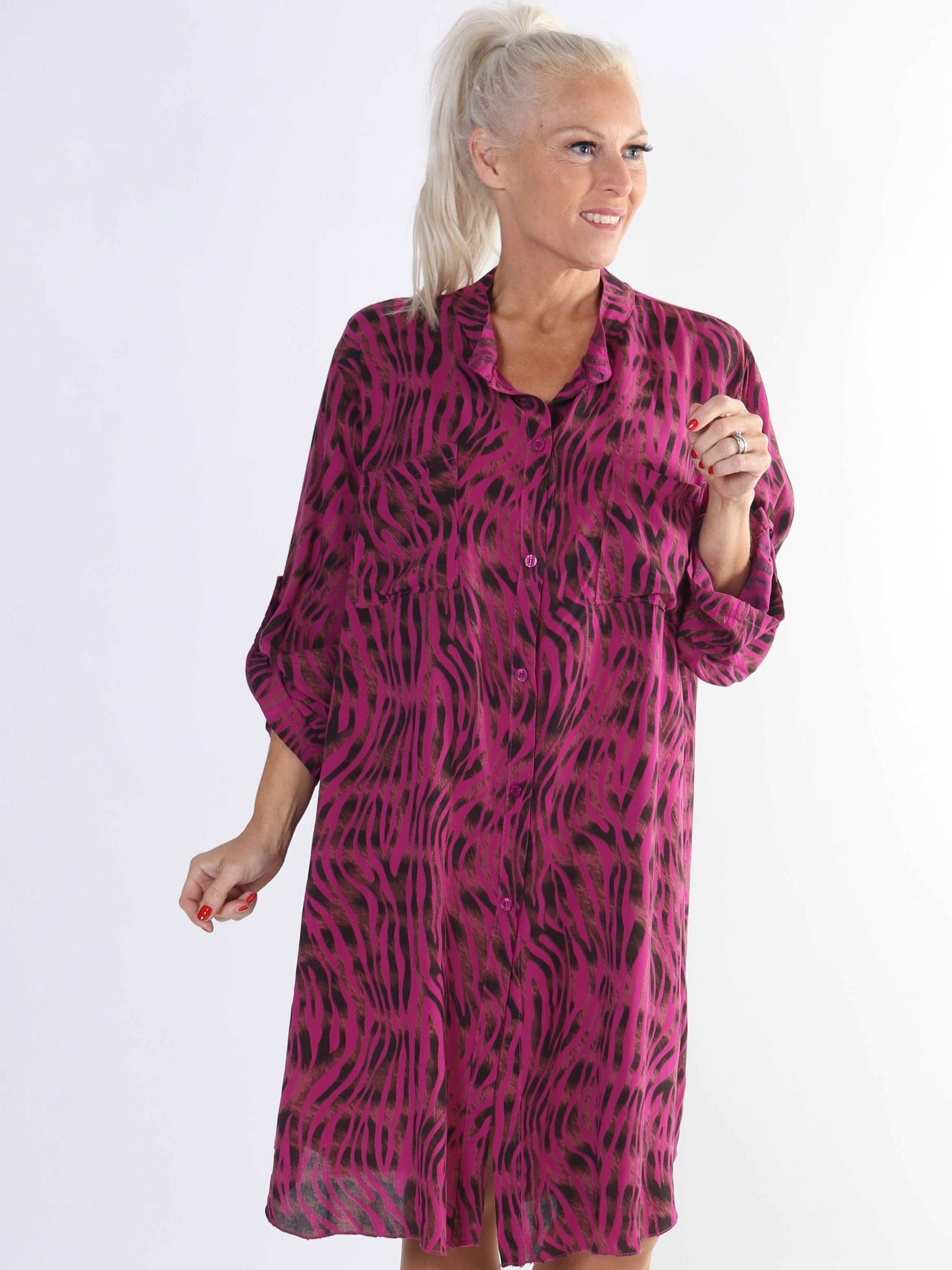 Firenze - Bomullsskjorta med djurränder i plusstorlek